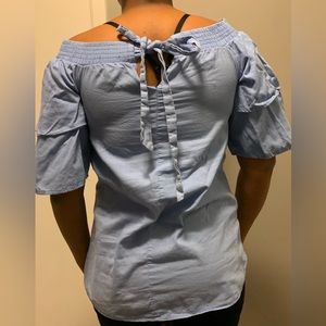 Off-shoulder dress/shirt, colour baby blue , size S.